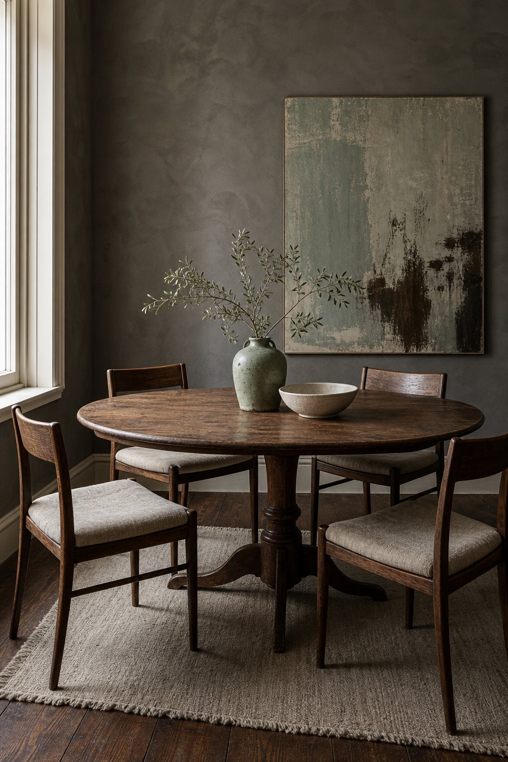The dining room is the right place for dark walls