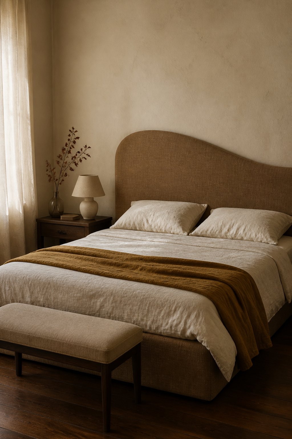 The Curved Upholstered Headboard in Bedroom Design